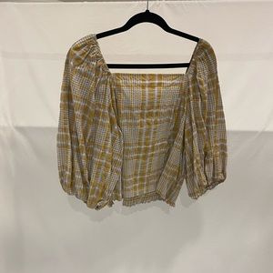 Anthropologie Maeve Balloon sleeves crop top